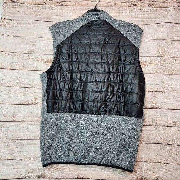 Adidas Golf Mens Puffer Vest Size M Black Gray 1/2 Zip Sleeveless Jacket Pockets - Picture 10 of 15